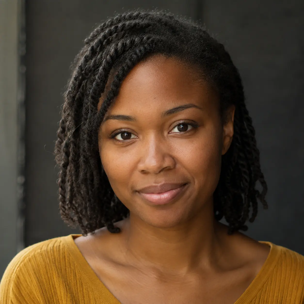 Portrait d’une comédienne au regard assuré